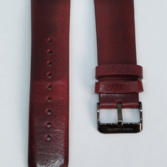 Vince Camuto 24mm Rich Burgundy Leather Watch Strap Fits Apple Watch 42/44/45mm - Picture 4 of 7